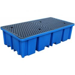 Bac de rétention 2 cuves 1000L double passage de fourche