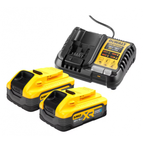 Pack 2 batteries DEWALT POWERSTACK XR 18V 5 Ah Li-Ion + chargeur