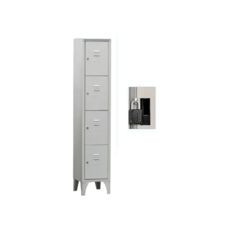 Vestiaire 4 casiers 38 cm a cles Gris