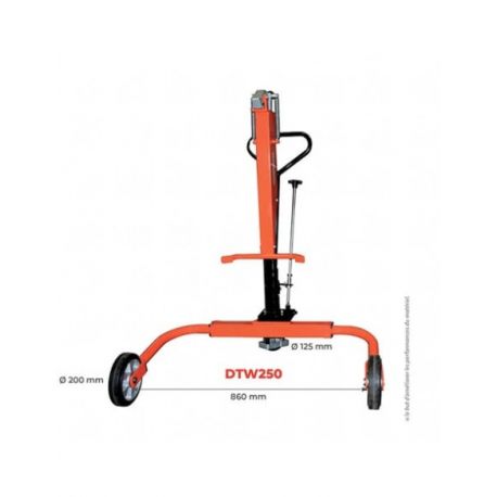 CHARIOT PORTE-FÛT 220 LITRES À REBORD 250 KG LARGEUR 860 MM