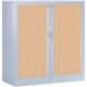 Armoire basse à rideau L120 P45 H100 2 etagères