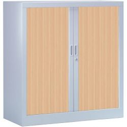 Armoire basse à rideau L120 P45 H100 2 etagères