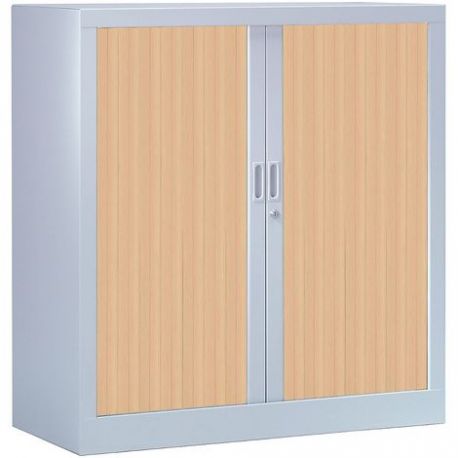 Armoire basse à rideau L120 P45 H100 2 etagères